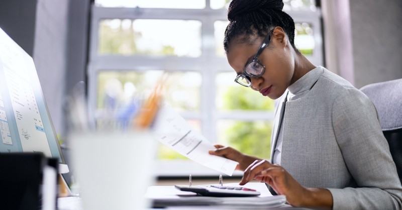 Woman figuring out her finances